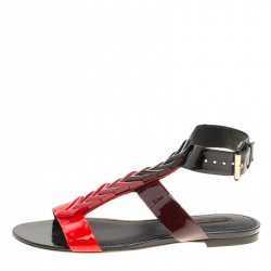 Pre Owned صندل لوي فيتون غلادياتور فلات ألوان فاتحة جلد لامع متدرج ثلاثي اللون مقاس 39