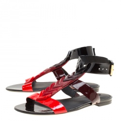 Pre Owned صندل لوي فيتون غلادياتور فلات ألوان فاتحة جلد لامع متدرج ثلاثي اللون مقاس 39