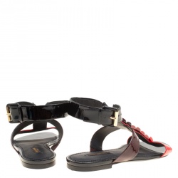 Pre Owned صندل لوي فيتون غلادياتور فلات ألوان فاتحة جلد لامع متدرج ثلاثي اللون مقاس 39