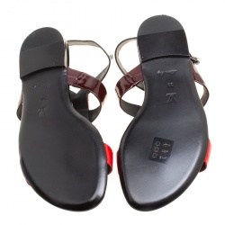 Pre Owned صندل لوي فيت ون غلادياتور فلات ألوان فاتحة جلد لامع متدرج ثلاثي اللون مقاس 39