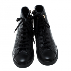 Louis Vuitton Black Empreinte Leather Stellar High Top Sneakers Size 37.5