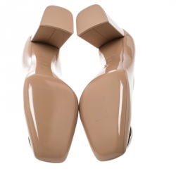 مملوكة مسبقًا Louis Vuitton Beige Patent Leather Madeleine Square Toe Pumps Size 38