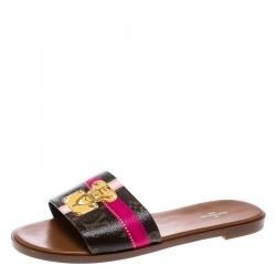 Louis Vuitton Damier Ebene Canvas Lock It Slide Sandals Size 40