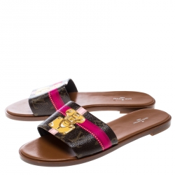 مملوكة مسبقًا حذاء سلايدز فلات لوي فيتون لوك إيت كانفاس مونوغرامي