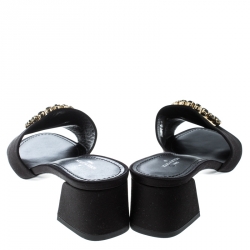 مملوكة مسبقًا Louis Vuitton Black Satin Madeleine Slide Mule Sandals Size 37.5