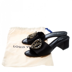 مملوكة مسبقًا Louis Vuitton Black Satin Madeleine Slide Mule Sandals Size 37.5
