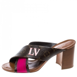 Vintage Paris LOUIS VUITTON LV Clogs Mule Slide Shoes US 6.5