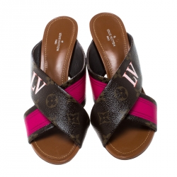 Pre Owned صندل لوي فيتون مول سلايد بانوراما كانفاس مونوغرامي مقاس 39