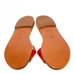 مملوكة مسبقًا حذاء سلايدز لوي فيتون فلات لوك إيت جلد أحمر مقاس 37