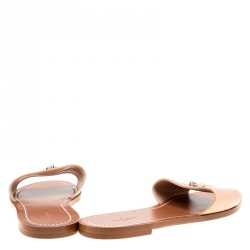 Pre Owned حذاء سلايد لوي فيتون لوك إيت جلد بيج محبب مقاس 38.5