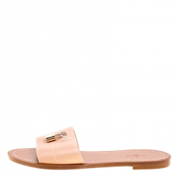 Pre Owned حذاء سلايد لوي فيتون لوك إيت جلد بيج محبب مقاس 38.5