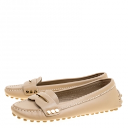 مملوكة مسبقًا Louis Vuitton Beige Leather Penny Loafers Size 34