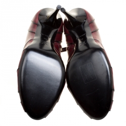 Pre Owned Louis Vuitton Burgundy Leather Marlene Peep Toe Ankle Booties Size 41