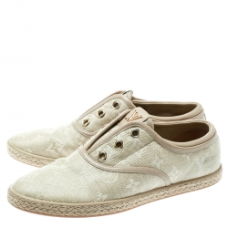 Louis Vuitton Beige Monogram Canvas Laceless Espadrille Sneakers Size 36