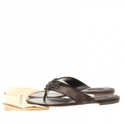 Louis Vuitton Damier Ebene Canvas Flat Thong Sandals Size 40.5