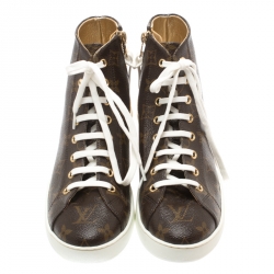 Louis Vuitton Brown Monogram Canvas And Metallic Gold Leather Stellar High Top Sneakers Size 37