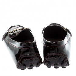 Pre Owned حذاء لوفرز أوكسفورد لوي فيتون جلد لامع أحمر داكن مقاس 38.5