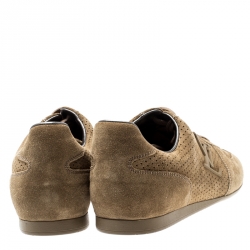 مملوكة مسبقًا Louis Vuitton Beige Perforated Suede Low Top Sneakers Size 36