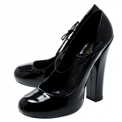 مملوكة مسبقًا Louis Vuitton Black Patent Leather Fetish Mary Jane Pumps Size 36.5