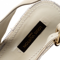 مملوكة مسبقًا صندل إسبادريل لوي فيتون غوسيب كيوب جلد بيج مزخرف كعب روكي مقدمة مفتوحة بحزام للكاحل مقاس 40