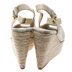 مملوكة مسبقًا صندل إسبادريل لوي فيتون غوسيب كيوب جلد بيج مزخرف كع ب روكي مقدمة مفتوحة بحزام للكاحل مقاس 40