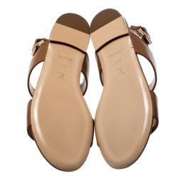 مملوكة مسبقًا Louis Vuitton Brown Leather Vedette Slingback Flat Sandals Size 37.5
