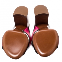 Pre Owned صندل سلايد لوي فيتون نوراما كانفاس وردي/بني مونوغرامي مقاس 37