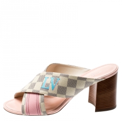 مملوكة مسبقًا Louis Vuitton Damier Azur Canvas Panorama Slide Mule Sandals Size 37