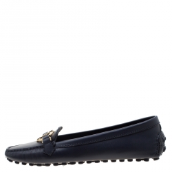 Louis Vuitton Dark Blue Leather Dauphine Loafers Size 38.5 Louis Vuitton
