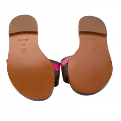 مملوكة مسبقًا Louis Vuitton Tricolor Monogram Canvas Lock It Flat Slides Size 36