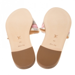 مملوكة مسبقًا حذاء سلايدز فلات لوي فيتون لوك إيت كانفاس آزور دامييه مقاس 39