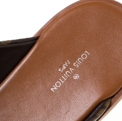 مملوكة مسبقًا Louis Vuitton Brown/Pink Monogram Canvas Panorama Cross Strap Flat Slides Size 39