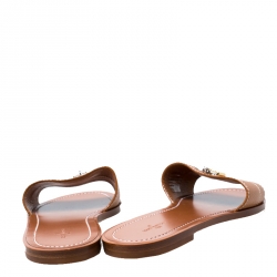 Pre Owned حذاء سلايدز لوي فيتون فلات لوك إيت جلد حُبيبي أسود مقاس 39.5