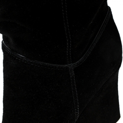 مملوكة مسبقًا Louis Vuitton Black Suede Cate Mid-Calf Wedge Boots Size 37