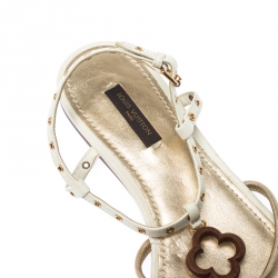 مملوكة مسبقًا Louis Vuitton Cream Eyelet Embellished Thong Flat Sandals Size 37