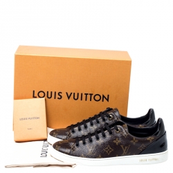 Louis Vuitton Brown Monogram Canvas and Black Patent Leather Frontrow Low Top Sneakers Size 40