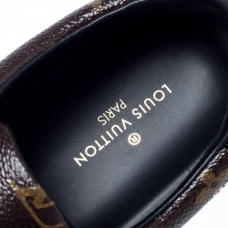 Louis Vuitton Brown Monogram Canvas and Black Patent Leather Frontrow Low Top Sneakers Size 40