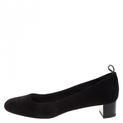 Louis Vuitton Black Suede Block Uniform Small Heels European Size 39