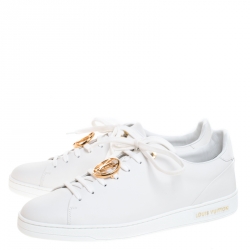 Louis Vuitton White Leather Logo Low Top Sneakers Size 40