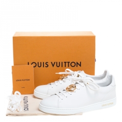 Louis Vuitton White Leather Logo Low Top Sneakers Size 40