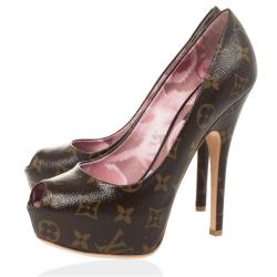 مملوكة مسبقًا Louis Vuitton Monogram Canvas Rosemary Peep Toe Platform Pumps Size 37.5