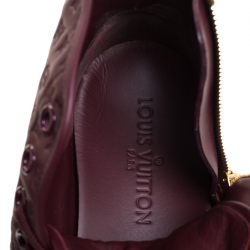 Pre Owned Louis Vuitton Burgundy Monogram Empreinte Leather Punchy High Top Sneakers Size 40.5