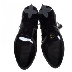 Pre Owned Louis Vuitton Black Patent Leather Silhouette Ankle Boots Size 39.5