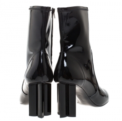 Pre Owned Louis Vuitton Black Patent Leather Silhouette Ankle Boots Size 39.5