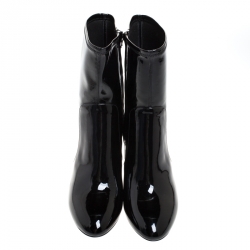 Pre Owned Louis Vuitton Black Patent Leather Silhouette Ankle Boots Size 39.5