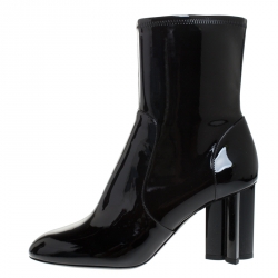 Pre Owned Louis Vuitton Black Patent Leather Silhouette Ankle Boots Size 39.5