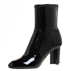 Pre Owned Louis Vuitton Black Patent Leather Silhouette Ankle Boots Size 39.5