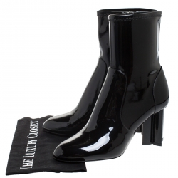 Pre Owned Louis Vuitton Black Patent Leather Silhouette Ankle Boots Size 39.5
