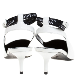 Louis Vuitton White Leather Call Back Ankle Strap Pointed Toe Sandals Size 38