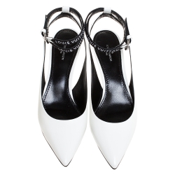 Louis Vuitton White Leather Call Back Ankle Strap Pointed Toe Sandals Size 38